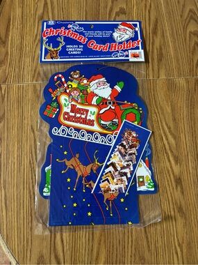 Vintage Chadwicks Blue Santa Christmas Card Holder New Old Stock